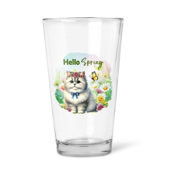 Persian Hello Spring Time Flower Floral Nature 16oz Pint Beer Glass Mug Cat Lover Kitten Owner Gifts Beer Glasses Cup - 02031
