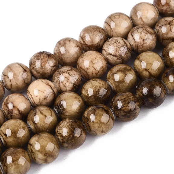 Persian Jade Beads Strands Round Dyed Camel 8.5mm Hole: 1mm 46pcs/strand 15.75inch(40cm)