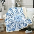 thumbnail image 1 of Persian Mandala Sherpa Blanket Abstract Oriental Blanket, Aesthetic Medallion Throw Blanket for Chair Navy Blue Paisley Fleece Blanket, Hippie Bohemian Plush Blanket, 1 of 6