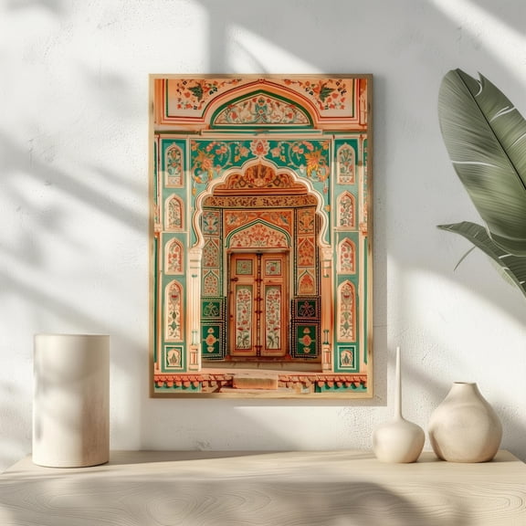 Persian Mosque Islamic Architecture Blue Tile Muslim Wedding Geometric, Unframed Poster