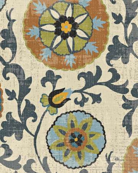 Persian Patchwork Blue Brown Tile II Canvas Art - Pela Studio (24 x 30)