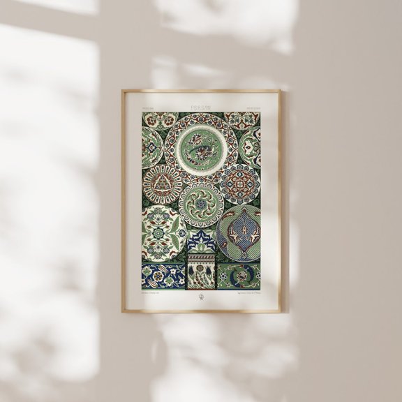 Persian Pattern Albert Racinet Lithograph Lornement Polychrome Coastal Wall Art Unframed Paper Print