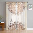 thumbnail image 1 of Persian Pattern Watercolor Leaves Tulle Curtains for Living Room Bedroom Modern Chiffon Sheer Voile Kitchen Window Curtain, 1 of 7