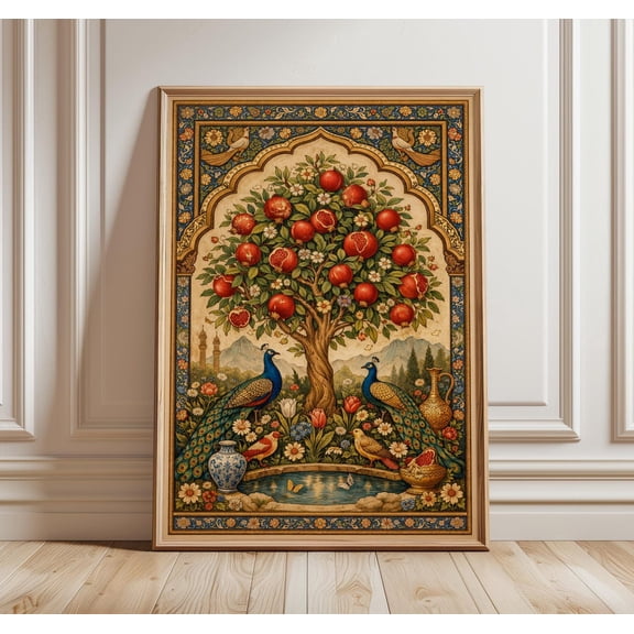 Persian Pomegranate Tree Art Middle Eastern Wall Art Islamic Home Decor Traditional Persian Decor, Unframed Paper Print