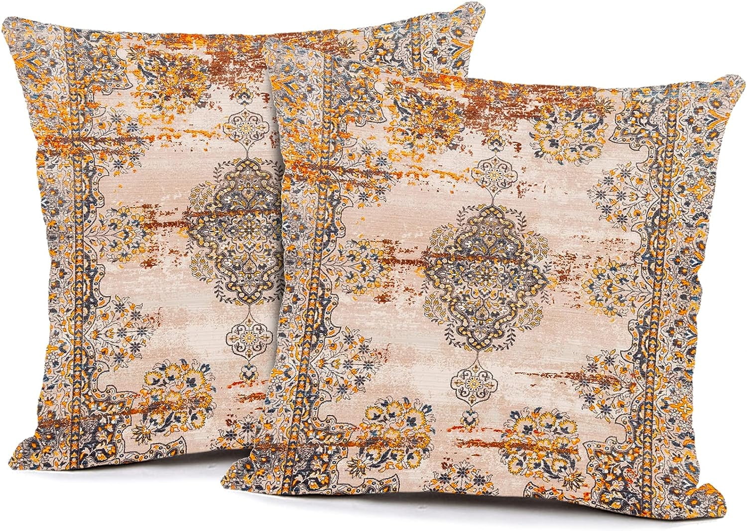 Persian Silk Rug Print Pillow Case Set of 2 Square Pillowcase Soft Throw Pillow Cover Home Decor
