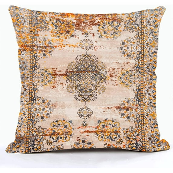 Persian Silk Rug Print Pillow Case Square Pillowcase Soft Throw Pillow Cover Home Decor for Living Room Couch Sofa Car Cushion Cover 18"X 18"
