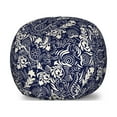 thumbnail image 1 of Persian Storage Toy Bag Chair, Middle Eastern Inspirations with Curved Leaves and Flowers Blooming Nature, Stuffed Animal Organizer Washable Bag, Large Size, Navy Blue Cream, by Ambesonne, 1 of 3