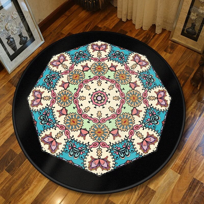 Persian Style Mandala Flower Round Carpet Home Decor Rug Prayer Mat