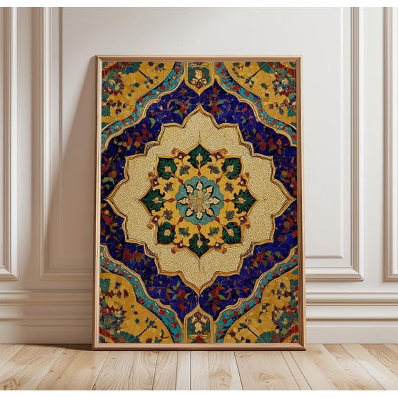 Persian Tile Pattern Poster Islamic Geometric Wall Art Ornate Mosaic, Unframed Poster
