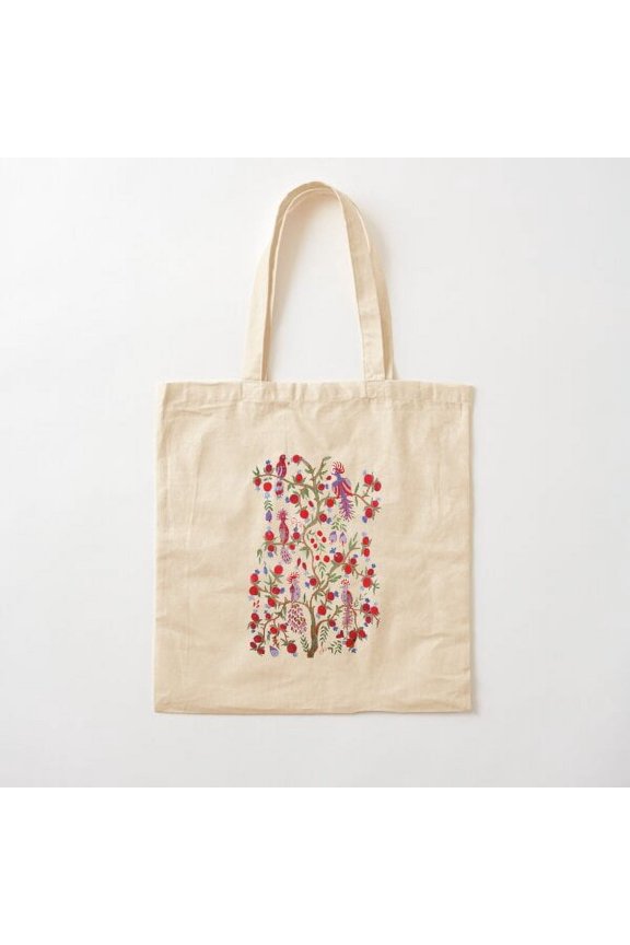 Persian Tree Of Life, Red Canvas Tote Bags, Reusable Shopping Bag