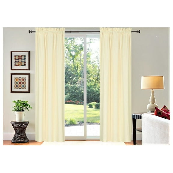 Persian collection matte not shiny 2 panels ivory solid blackout thermal rod pocket foam lined window curtain drape R64 84 length
