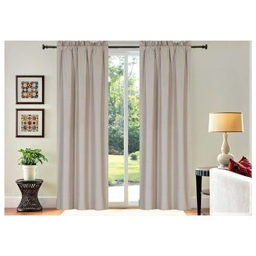 Persian collection matte not shiny 2 panels taupe solid blackout thermal rod pocket foam lined window curtain drape R64 84 length