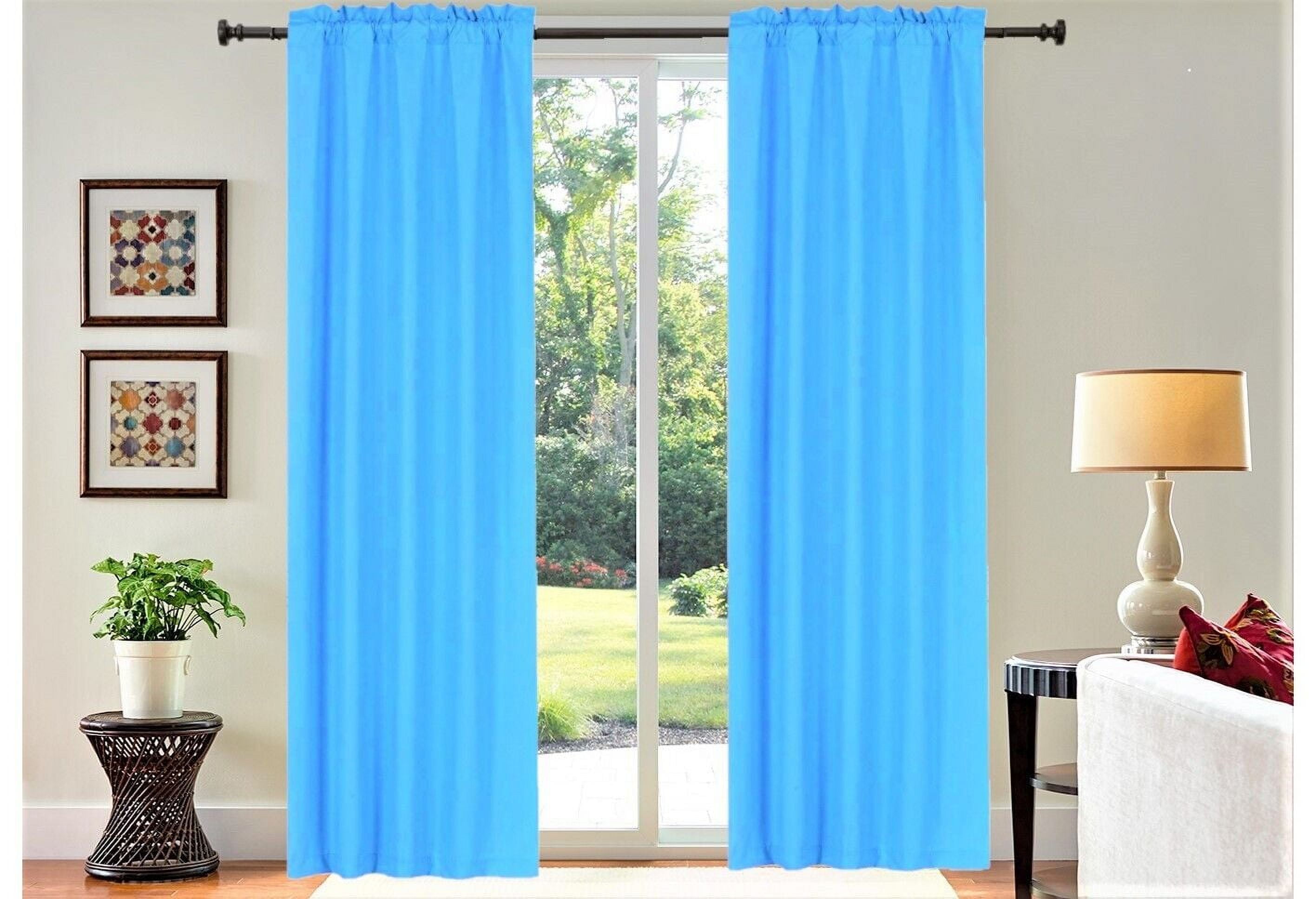 Persian collection matte not shiny 2 panels turquoise solid blackout thermal rod pocket foam lined window curtain drape R64 84 length
