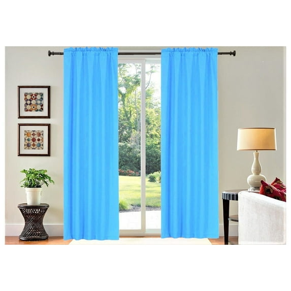 Persian collection matte not shiny 2 panels turquoise solid blackout thermal rod pocket foam lined window curtain drape R64 84 length