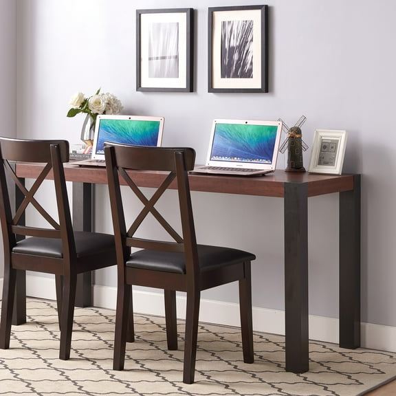 Persica Wood 60" Rectangle Dining Table, Vintage Walnut and Black