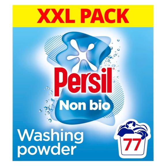 Persil Non Bio Washing Powder XXL Family Pack gentle next to sensitive skin for outstanding stain removal in cold washes 77 washes (3.85 kg)