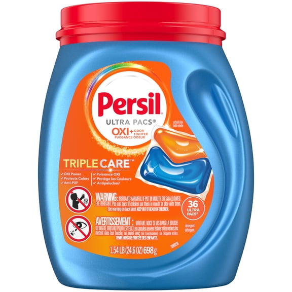 Persil Ultra Pacs Advanced Clean Laundry Detergent, Oxi+Odor Fighter, 36 Count