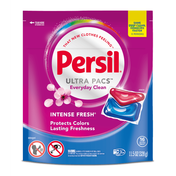 Persil Ultra Pacs Intense Fresh Everyday Clean Laundry Detergent, 16 count (2 Pouch)