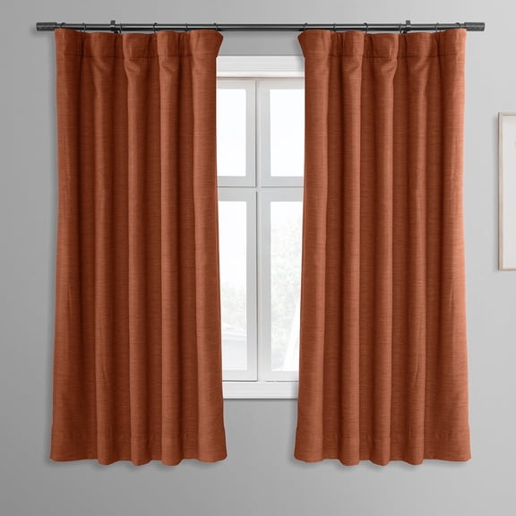 Half Price Drapes Persimmon Bellino Textured Faux Linen Room Darkening Curtains For Bedroom & Living Room Curtains(1 Panel), Curtains 63 Inches Long, 50W X 63L