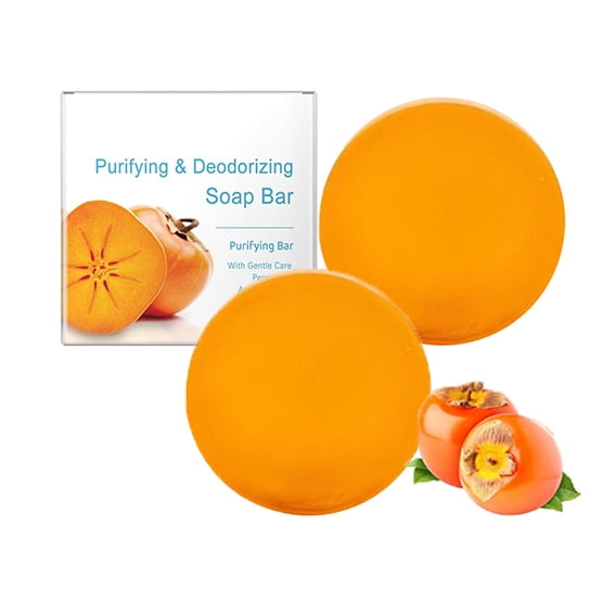 Persimmon Body Soaps Bar, Persimmon Soap for Old People Smell, Purifying Deodorizing Face & Body Wash for Eliminating Body Odor, Persimmon & Goat Milk Extract Soap