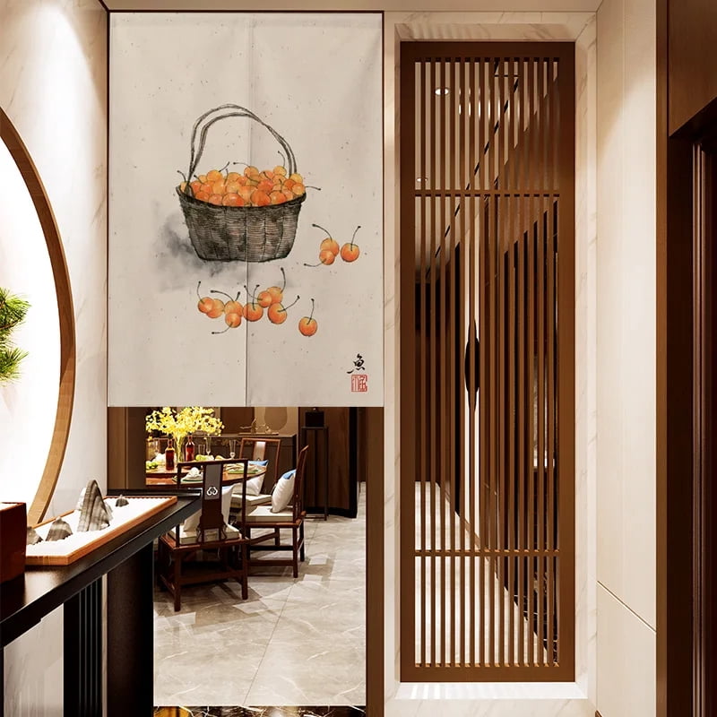 Persimmon Chinese Kitchen Door Curtain Noren Feng Shui Curtains Living ...