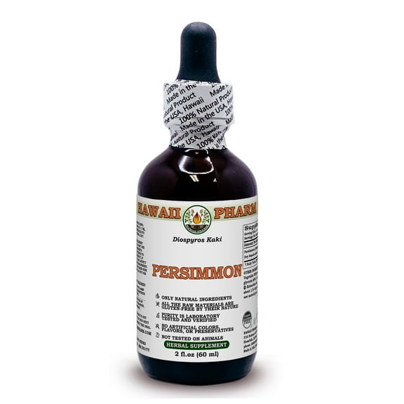 Persimmon (Diospyros Kaki) Dry Sepals ALCOHOL-FREE Liquid Extract. Expertly Extracted by Trusted HawaiiPharm Brand. Absolutely Natural. Proudly made in USA. Glycerite 2 Fl.Oz