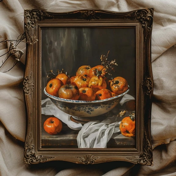 Persimmon Poster Dark Academia Kitchen Decor Dark Cottagecore Kitchen Wall Art For Kitchen Moody Kitchen Art Dark Fruit Fruit0, 8x12 UNFRAMED