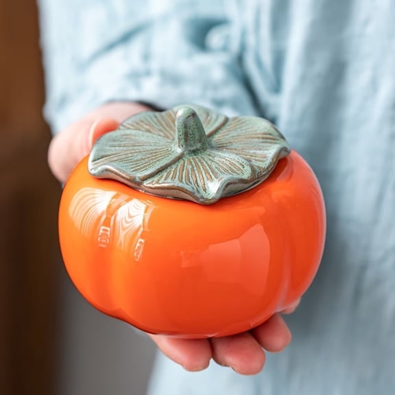 Persimmon-Shaped Airtight Food Storage Container - Large Glass Jar for Kitchen Organization and Freshness