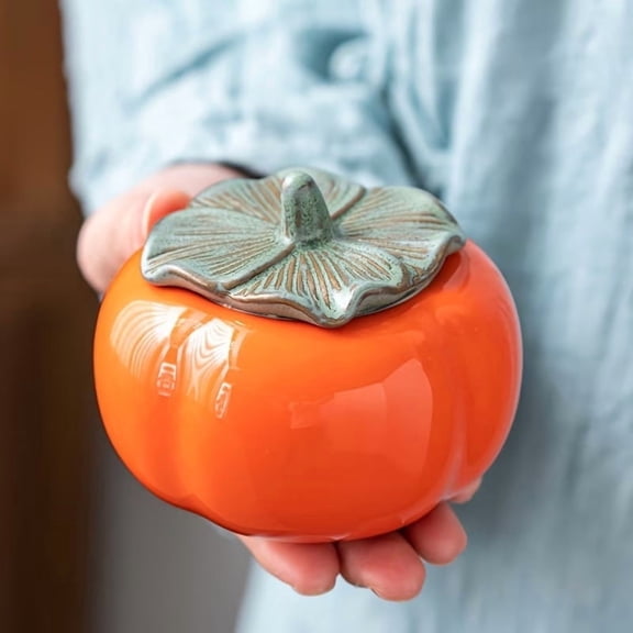 Persimmon-Shaped Airtight Food Storage Container - Large Glass Jar for Kitchen Organization and Freshness