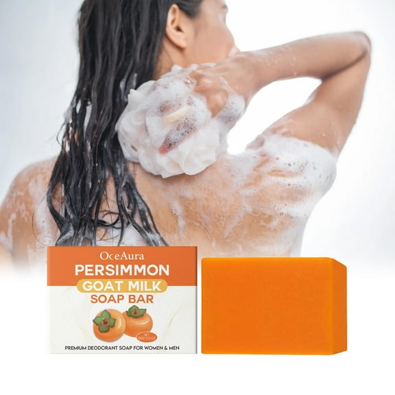 Persimmon Soap Bar for Body Odor Control – Purifying Deodorizing Body Wash with Goat Milk for Eliminating Body Odor – Great for Skin Brightening, Natural Deodorant Soap for Men & Women