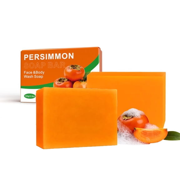 Persimmon Soap Bar for Body Odor – Natural Deodorant Soap for Old People Smell (Nonenal Solution). Japanese Persimmon Gentle on Skin, Natural Body Odor Soap, Removes Strong Odor, 100g(Multicolor2pc)