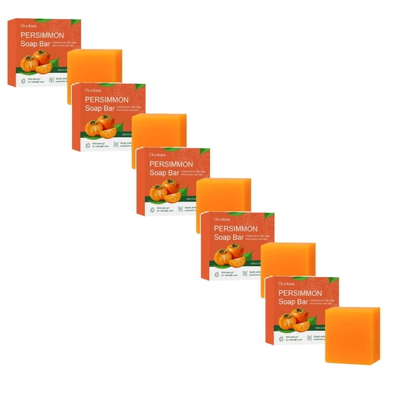 Persimmon Soap Bar - Natural Oil Control & Reducing Cleansing Bar, 3.5oz Mild Exfoliating Body Soap, Skin-Friendly Vegan Formula, Multi-Purpose Daily Wash, Soft Smooth Skin, Women & Men 1PC*5