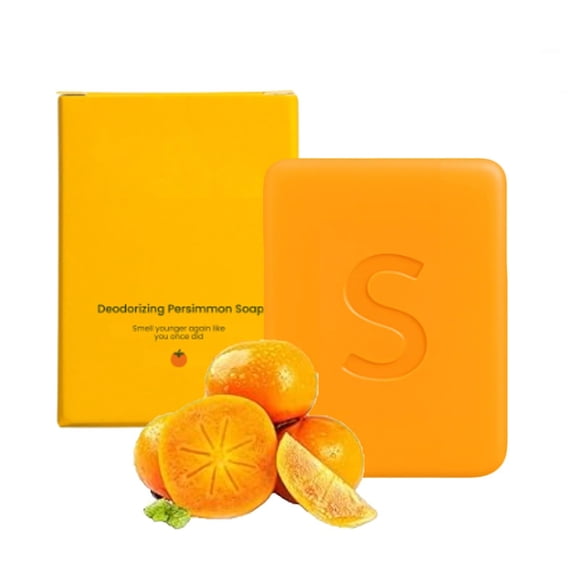 Persimmon Soap  Infused with Japanese Persimmon Extract: A Handcrafted Daily Cleansing Bar and Refreshing Bath Soap, Suitable for Both Men and Women.