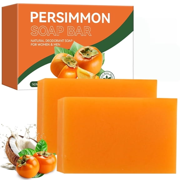 Persimmon Soap for Old People Smell, Persimmon Soap 100g, Purifying Deodorizing Body Wash for Eliminating Body Odor Great for Skin Brightening, Natural Deodorant Soap for Men & Women