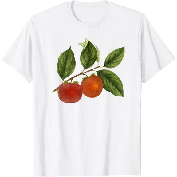 Persimmon fruit T-ShirtFruit designs100% pure cotton white short-sleeved T-shirts for men and women