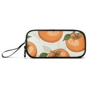 Persimmons Leaves Pencil Case Stationary Holder Pen Bag Pencil Pouch Tool Organizer 3 Compartments