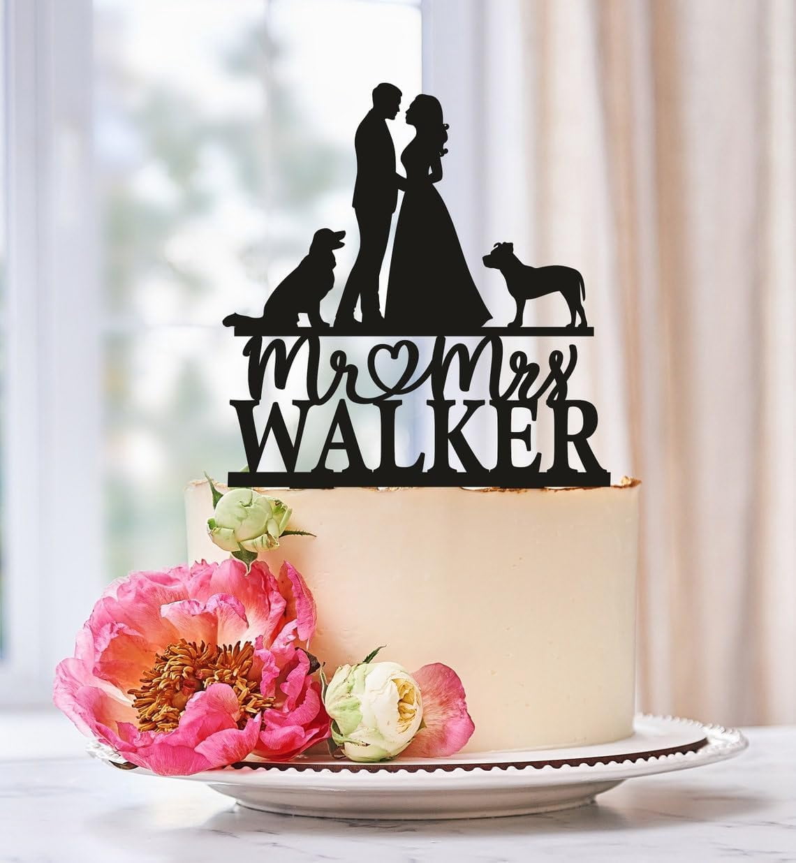 Persoalized Wedding cake topper with dog,Dog silhouette cake topper ...