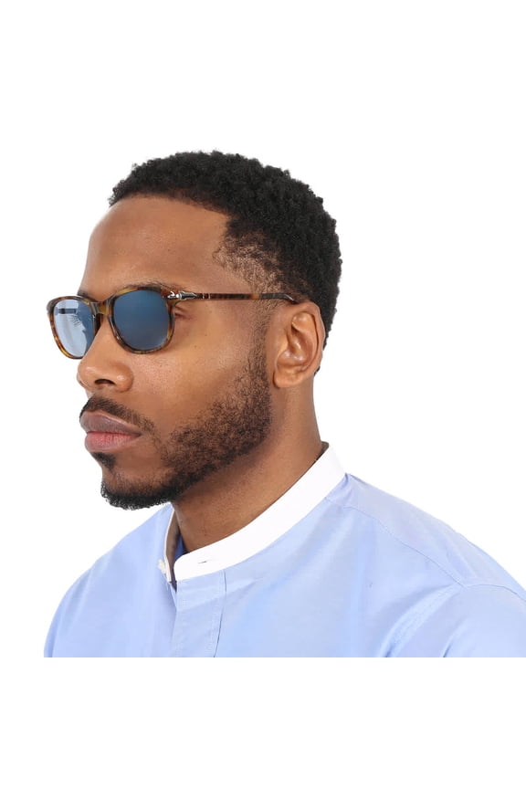 Light Blue Rectangular Unisex Sunglasses PO1935S 108/56 53