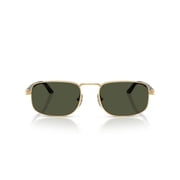 Persol Mens 0Po1027s Rectangular Metal Sunglasses With Tortoiseshell Temples Gold