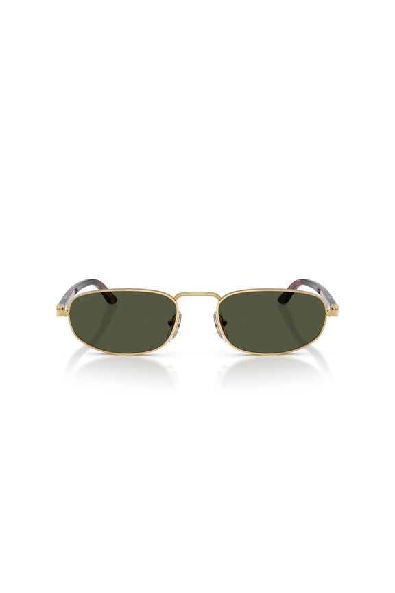 Men's 0Po1028s Rectangular Gold Frame Sunglasses With Tortoiseshell Temples Gold