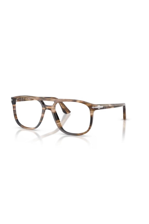 Men's 0Po3329v Rectangular Tortoiseshell Acetate Eyeglasses With Keyhole Bridge Brown