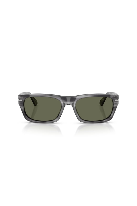 Men's 0Po3398s Rectangular Grey Acetate Sunglasses With Dark Lenses Grey