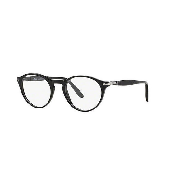 Persol Men's PO3092V 9014 50 Round Plastic Black Clear Eyeglasses