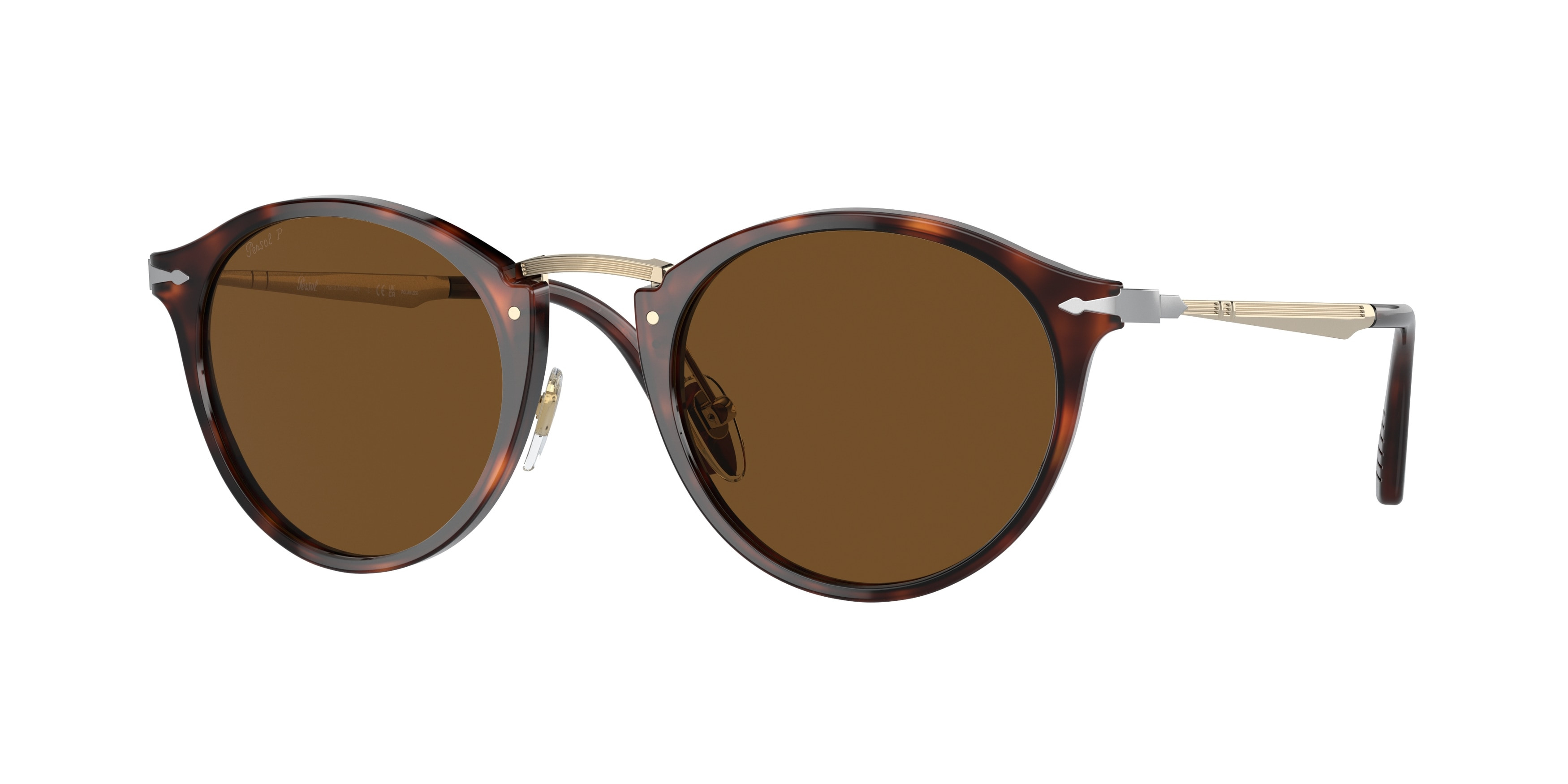 Persol Men's Polarized PO3166S-24/57-51 Brown Round Sunglasses - image 1 of 3