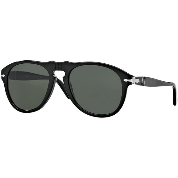 Persol PO0649 95/31 52MM Black/Green Pilot Sunglasses for Men + BUNDLE With Designer iWear Complimentary Eyewear Kit