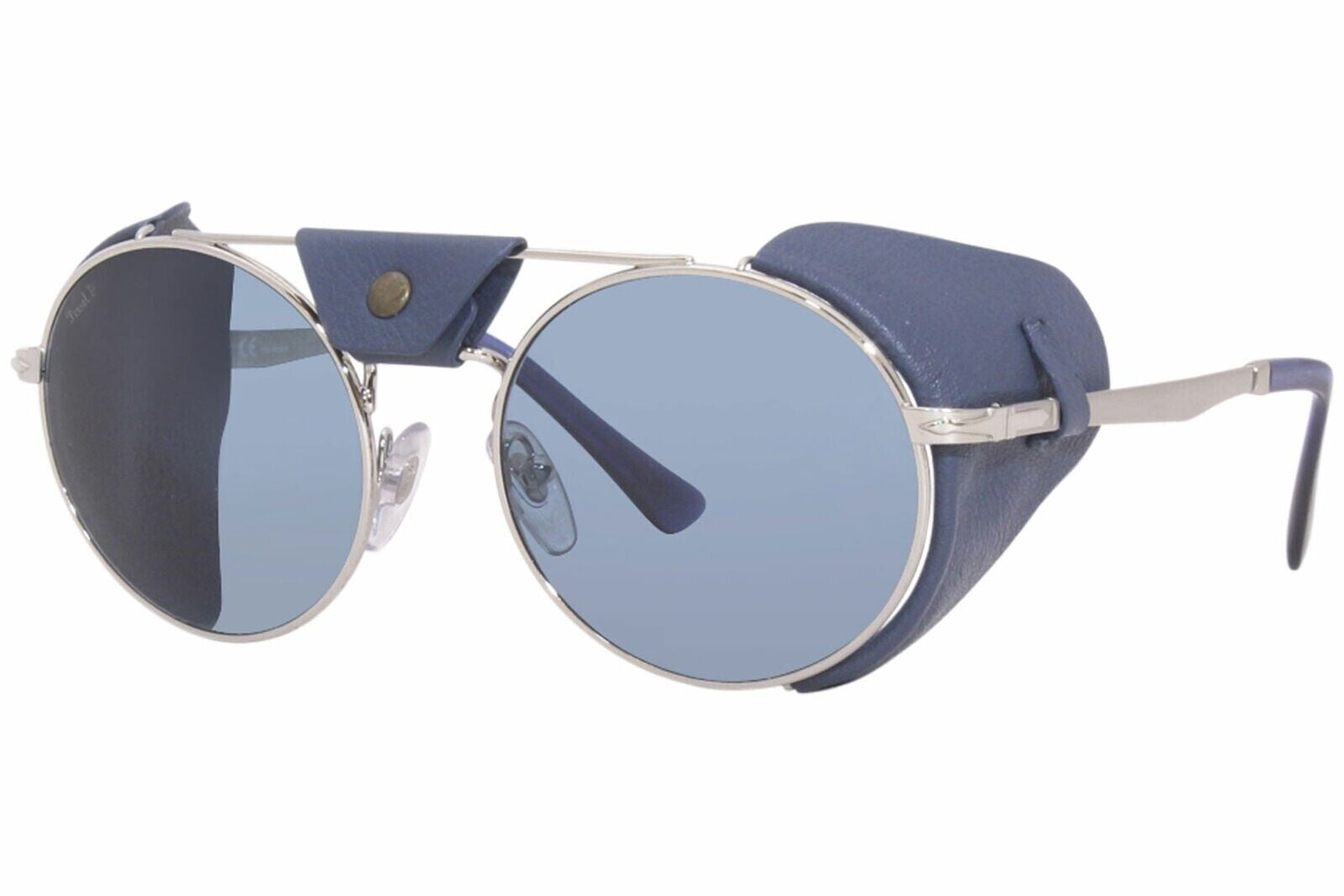 Persol Silver & tortoise Round 2491 unisex sunglasses with blue lenses Persol Silver Round Sunglasses for Men for sale | eBay main image 3