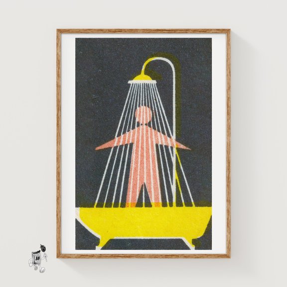 Person Showering Matchbox Print, Unframed Paper Poster 8x10in