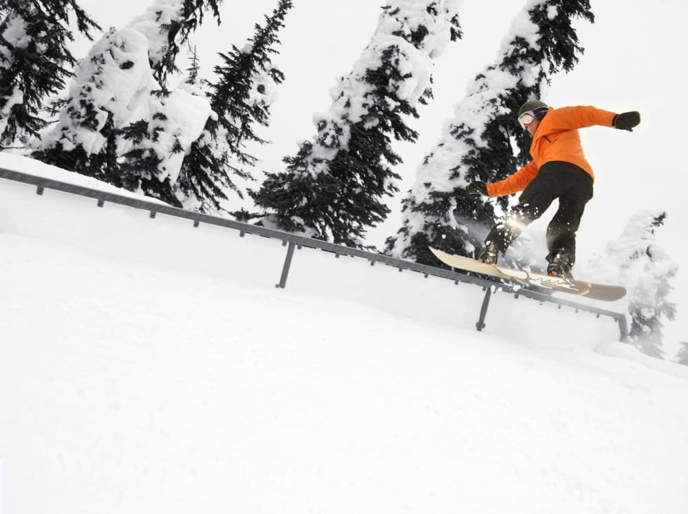 Person Snowboarding On A Railing Canvas Art - Leah Hammond  Design Pics (16 x 12)