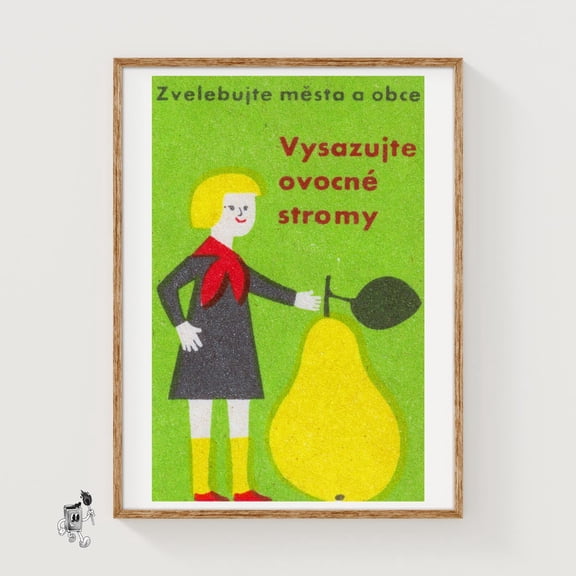 Person Tree Sapling Czech Matchbox Wall Art Decor Unframed Paper Print