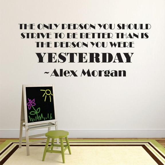 The Only Person You Should Strive To Be Better Than Is The Person You Were Yesterday – Alex Morgan Life Sports Motivation Quote Custom Wall Decal Vinyl Sticker 12 Inches X 18 Inches